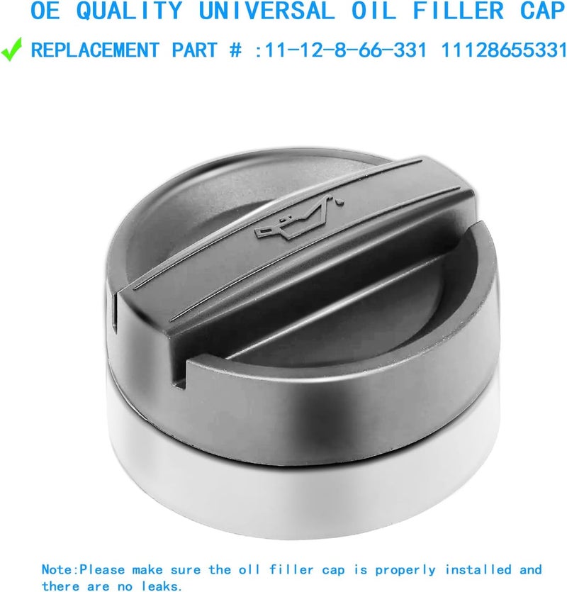 GROBARPART B46 B58 N20 N51 N52 N52N N54 N55 N63 Engine Oil Filler Cap Compatible with BMW 128i 135i 228i 320i 328i 335i 428i 528i 535i 740i 760i M3 M5 M6 X1 X3 X5 X6 X7 E70 E90 E92 F10 Replace 11128655331 - Image 2